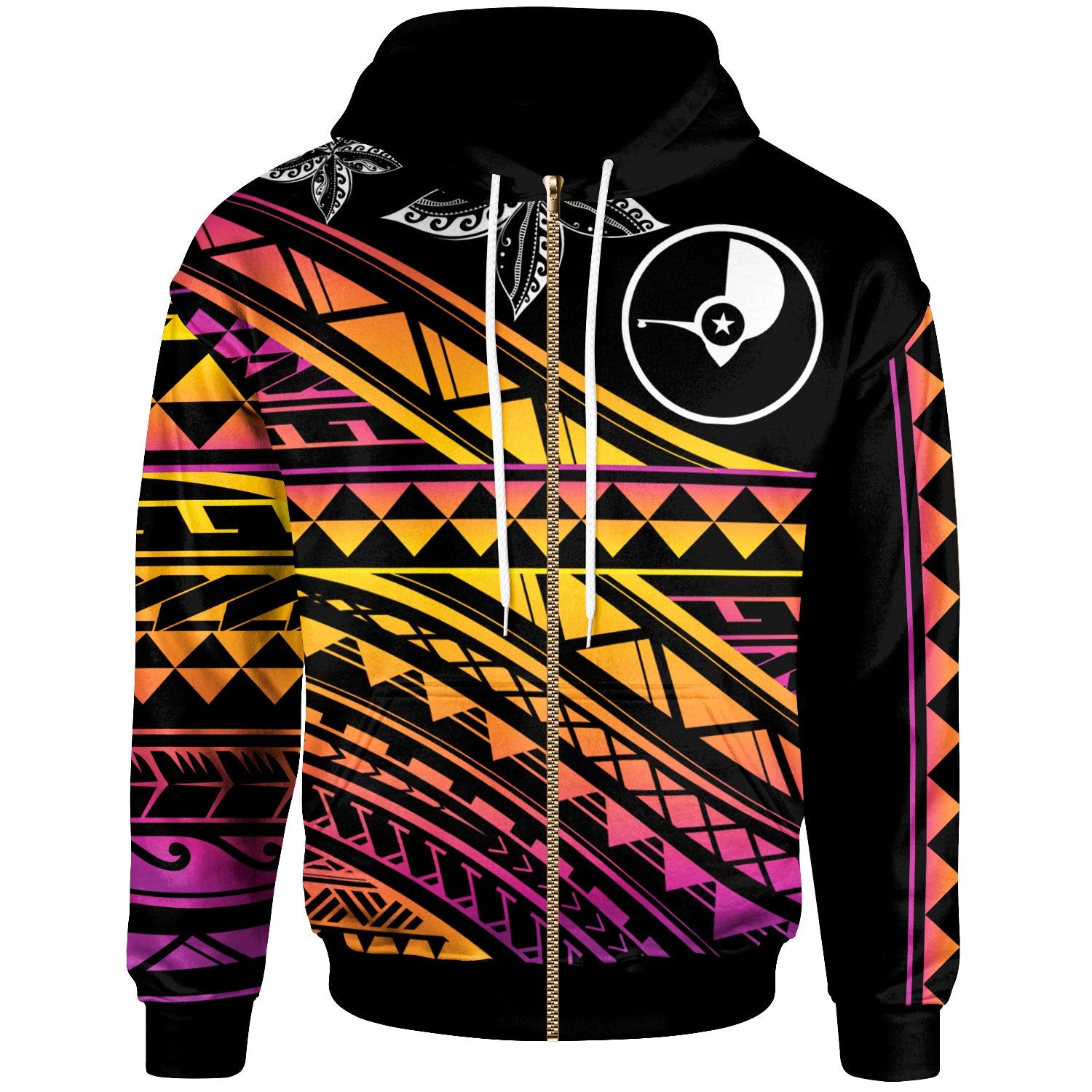 Yap Custom Zip Hoodie Special Polynesian Ornaments Unisex Black - Polynesian Pride