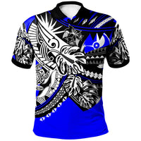 Yap Polo Shirt Tribal Jungle Blue Pattern Unisex Blue - Polynesian Pride