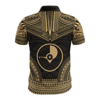 Yap Polo Shirt Coat Of Arms Polynesian Chief Tattoo Gold Version - Polynesian Pride