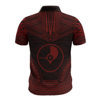 Yap Polo Shirt Coat Of Arms Polynesian Chief Tattoo Red Version - Polynesian Pride