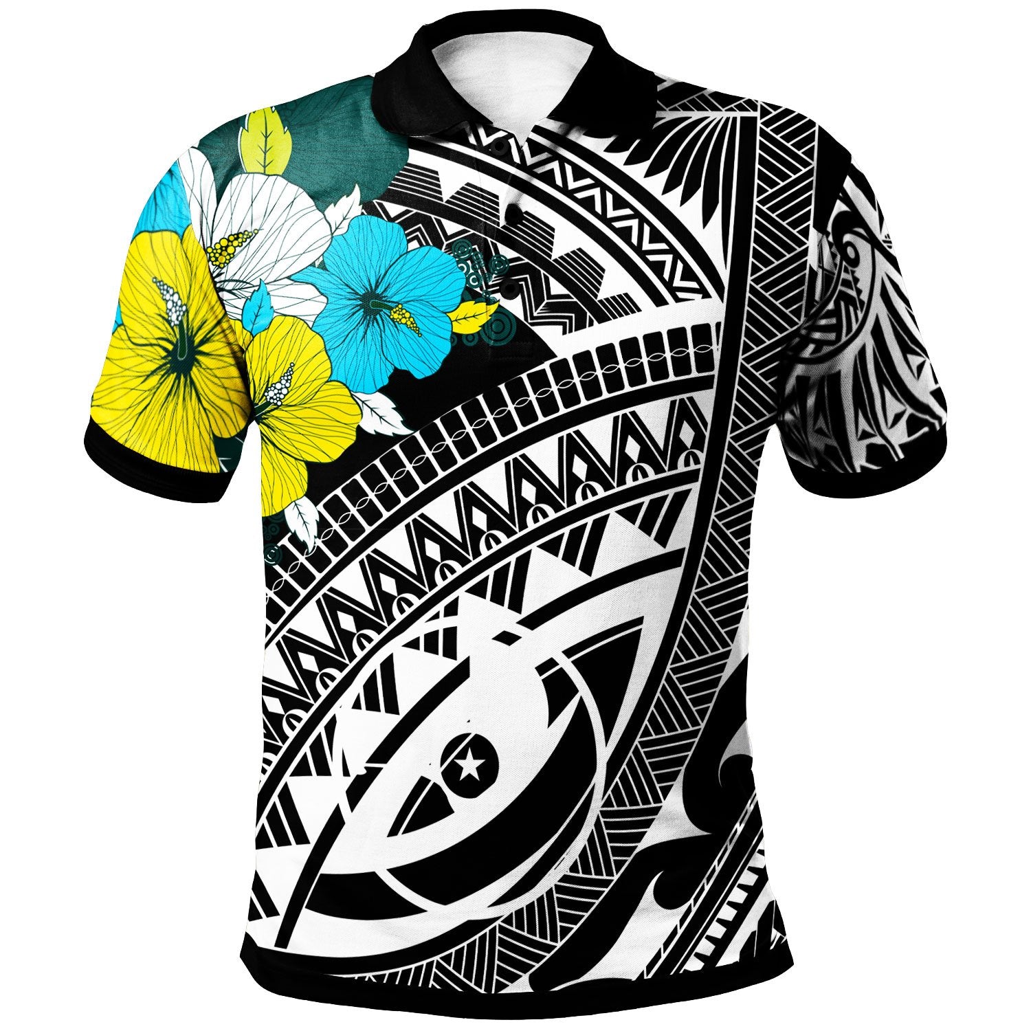 Yap Polo Shirt Polynesian Pattern Black Color Unisex Black - Polynesian Pride