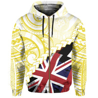 Polynesian Kakau Flag of Hawaii Zip Hoodie Yellow - Polynesian Pride