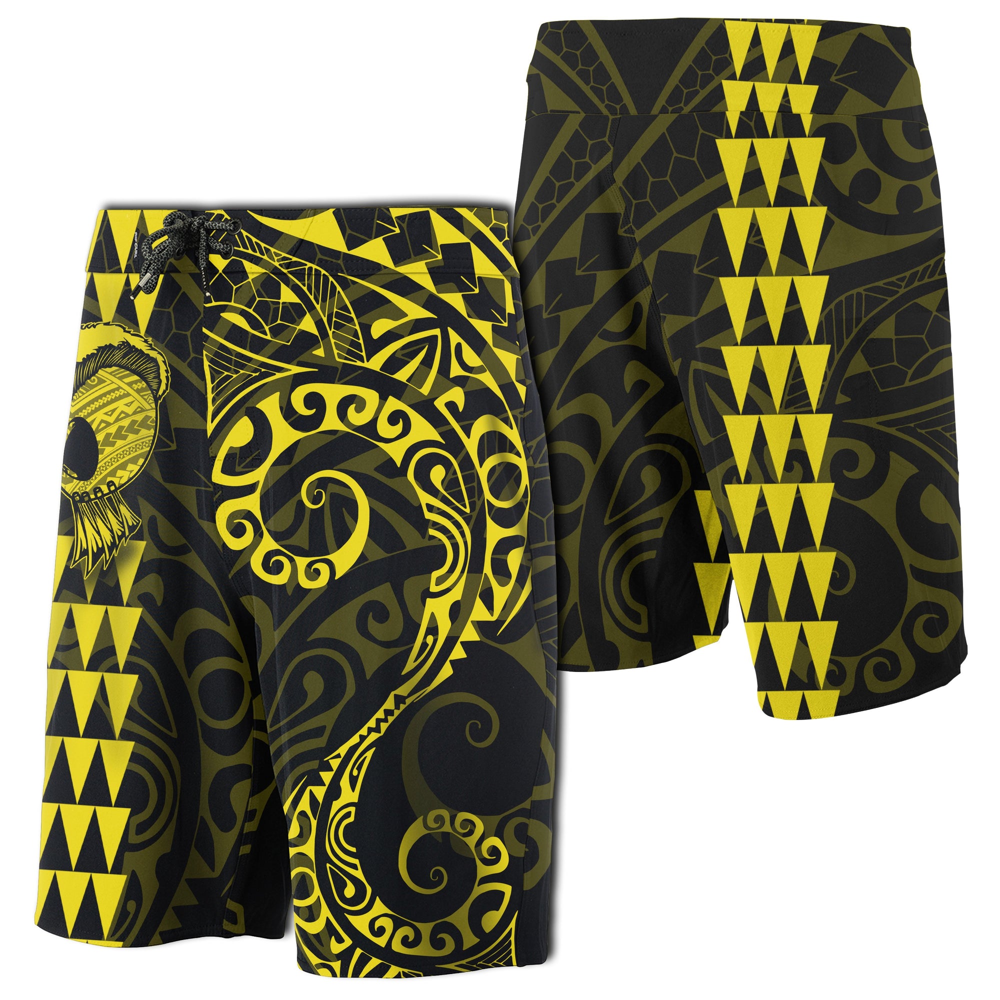 Hawaii Polynesian Warrior Board Shorts Men Yellow - Polynesian Pride