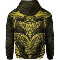 Polynesian Kanaka Shark Turtle Manta Ray Map of Hawaii Zip Hoodie Yellow - Polynesian Pride