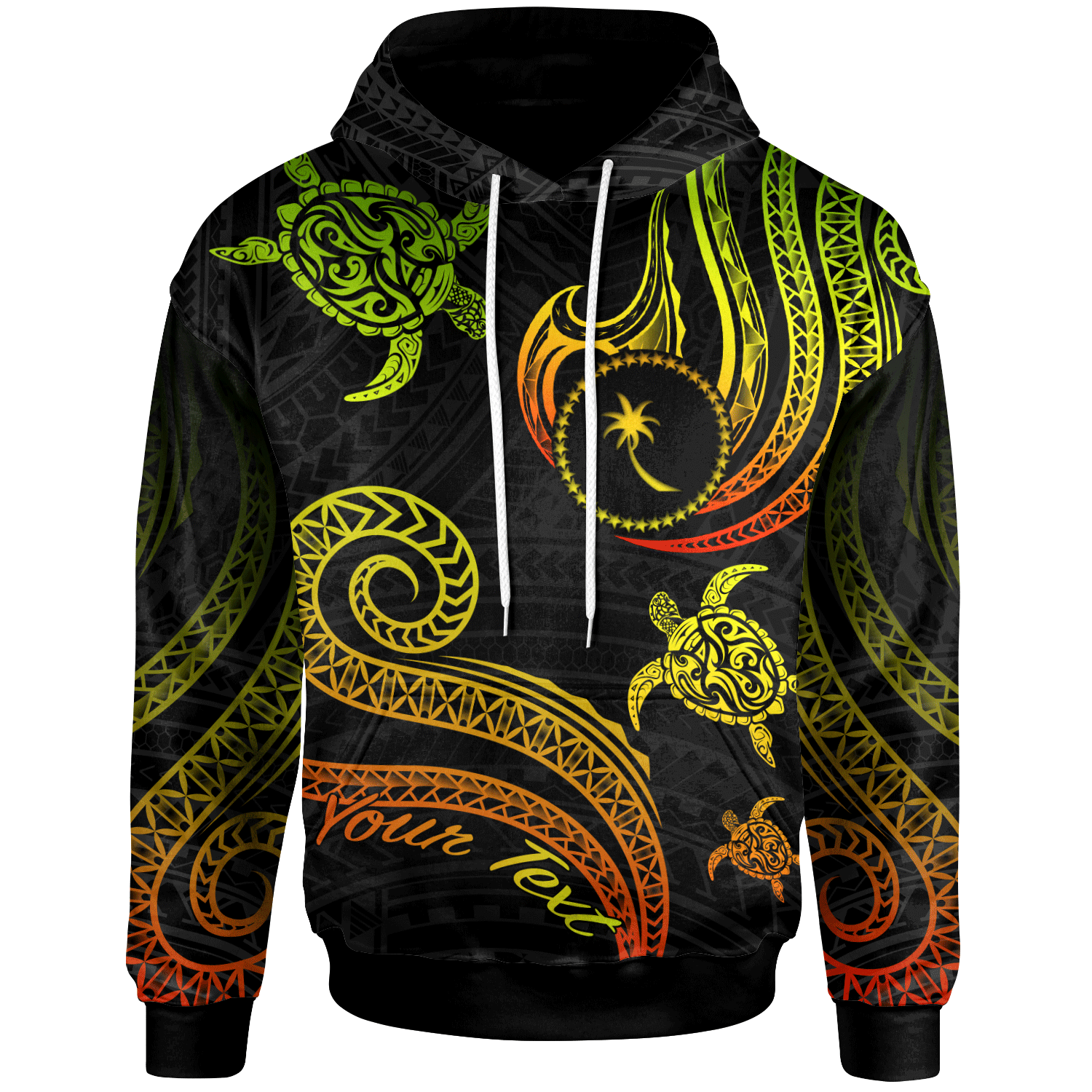 Chuuk Custom Hoodie Polynesian Turtle With Pattern Reggae Unisex Reggae - Polynesian Pride