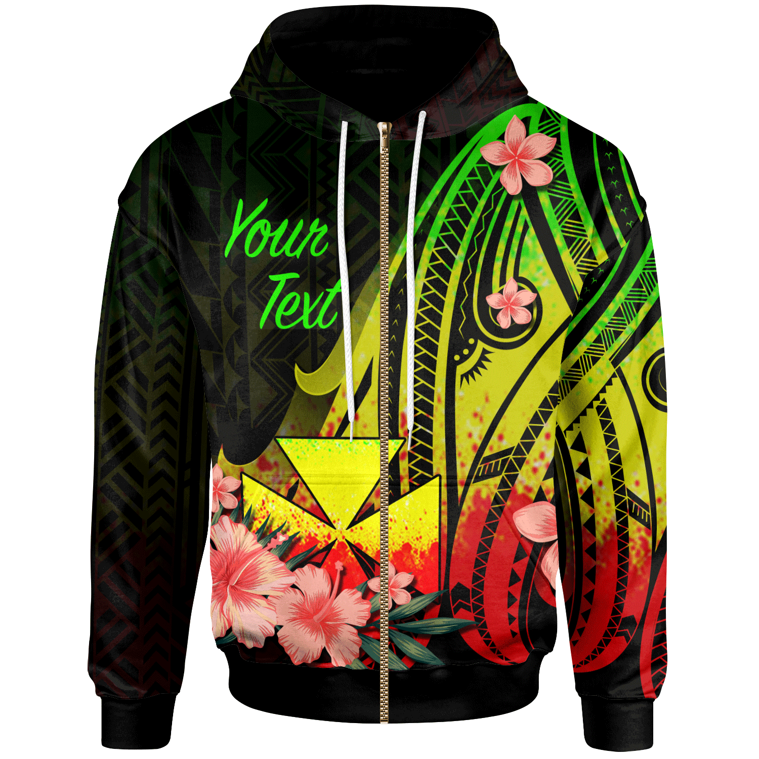 Wallis and Futuna Custom Zip Hoodie Reggae Polynesian Hibiscus Pattern Style Unisex Reggae - Polynesian Pride