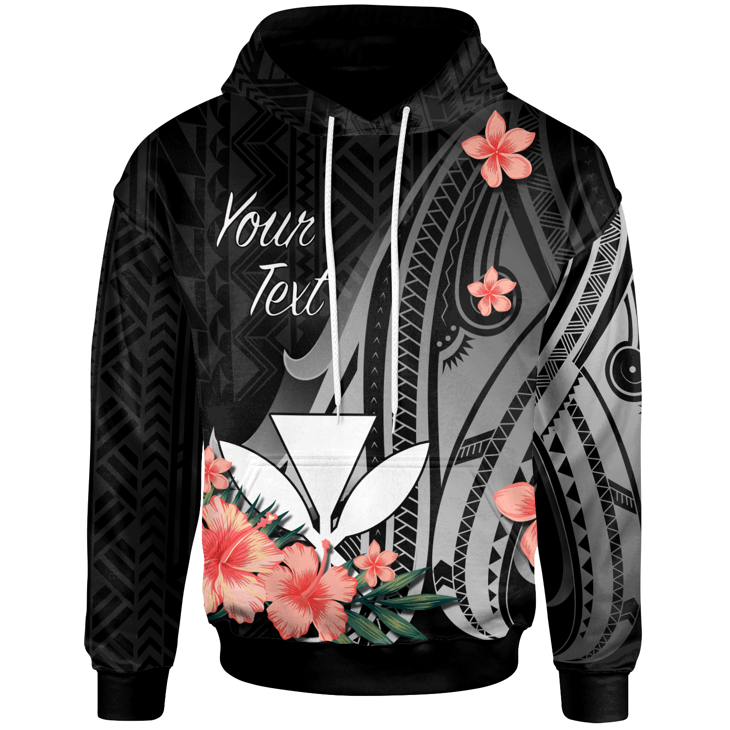 Kanaka Maoli Custom Hoodie Polynesian Hibiscus Pattern Style Unisex Black - Polynesian Pride