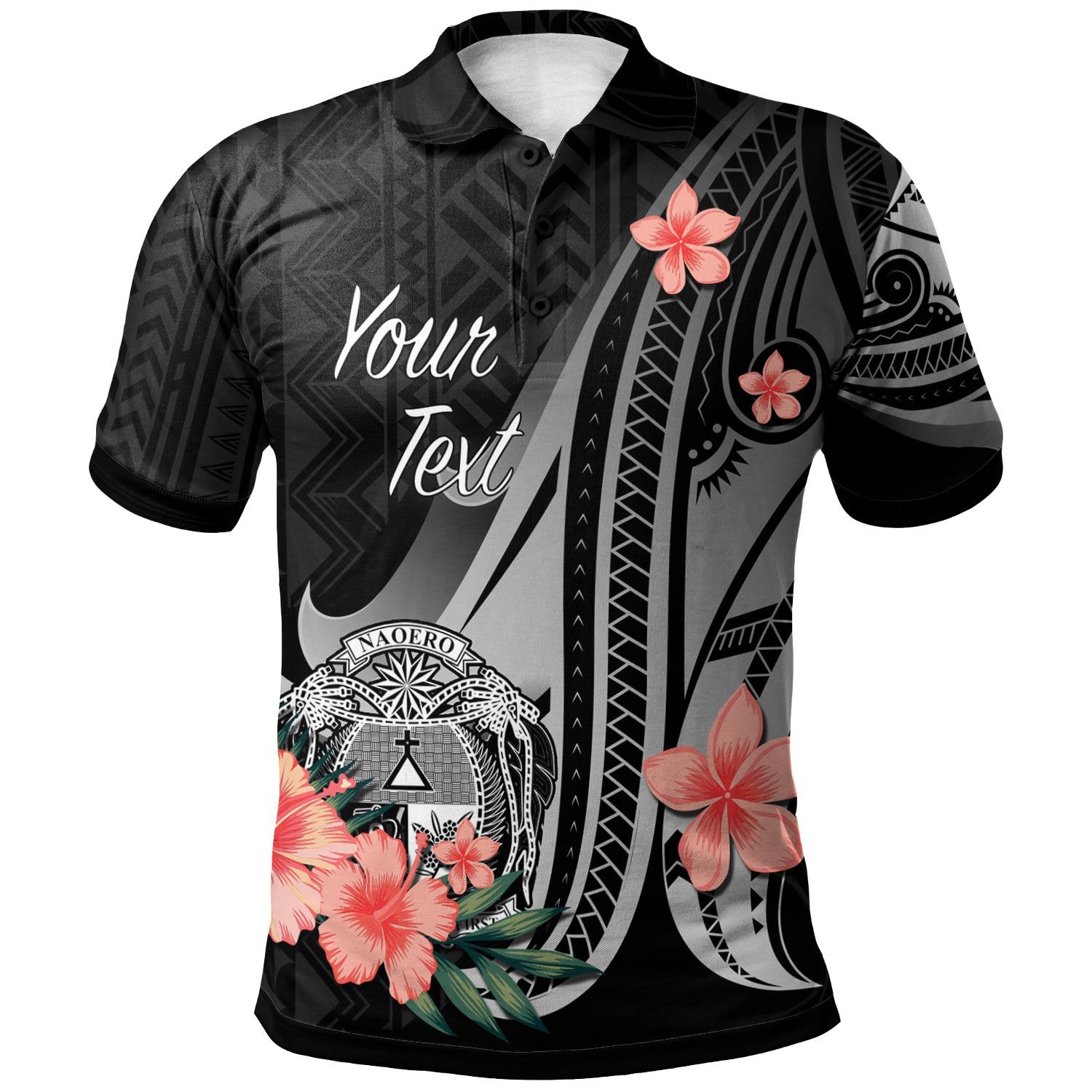 Nauru Custom Polo Shirt Polynesian Hibiscus Pattern Style Unisex Black - Polynesian Pride