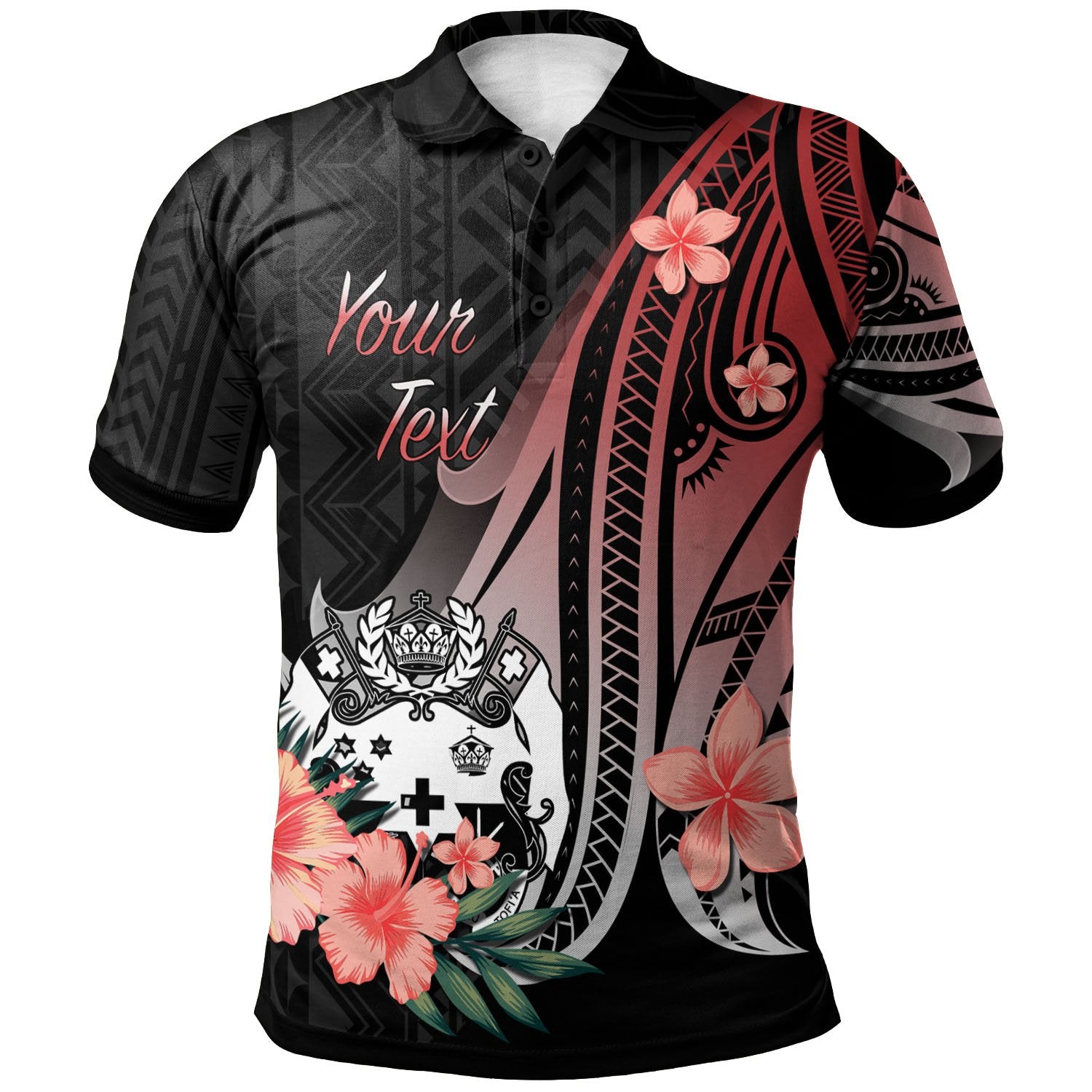 Tonga Custom Polo Shirt Red Polynesian Hibiscus Pattern Style Unisex Red - Polynesian Pride