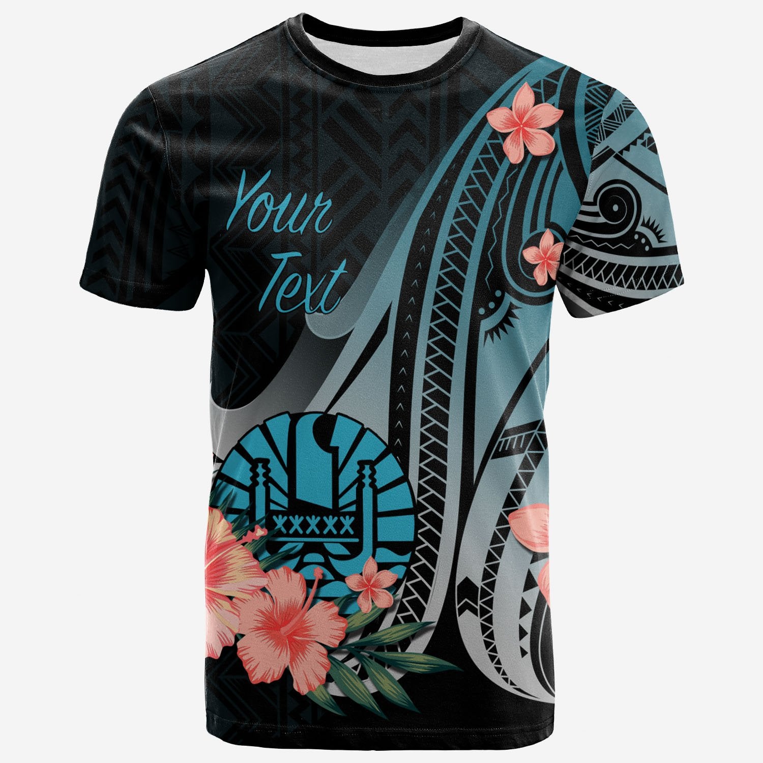 Tahiti Custom T Shirt Turquoise Polynesian Hibiscus Pattern Style Unisex Art - Polynesian Pride