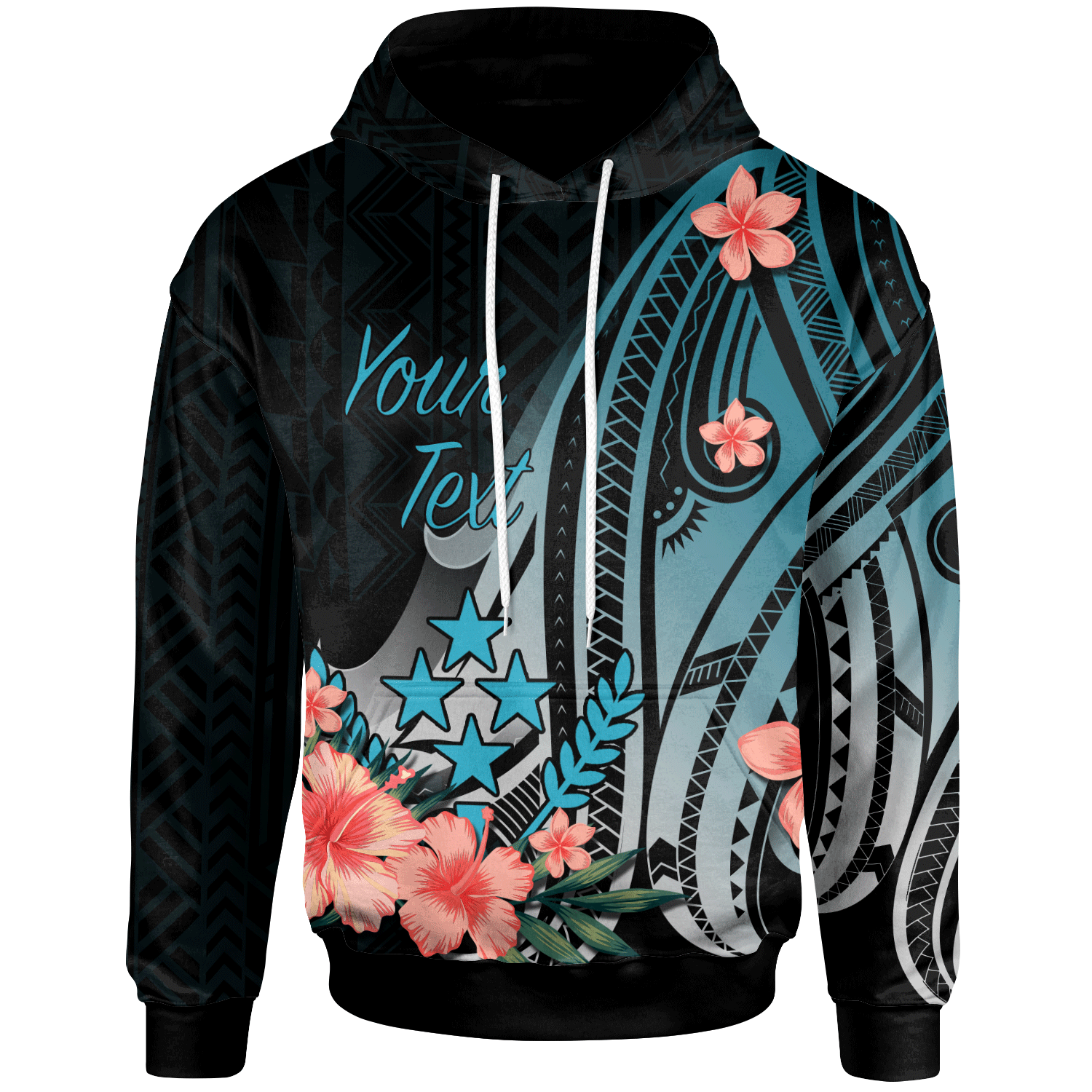 Kosrae Custom Hoodie Turquoise Polynesian Hibiscus Pattern Style Unisex Turquoise - Polynesian Pride