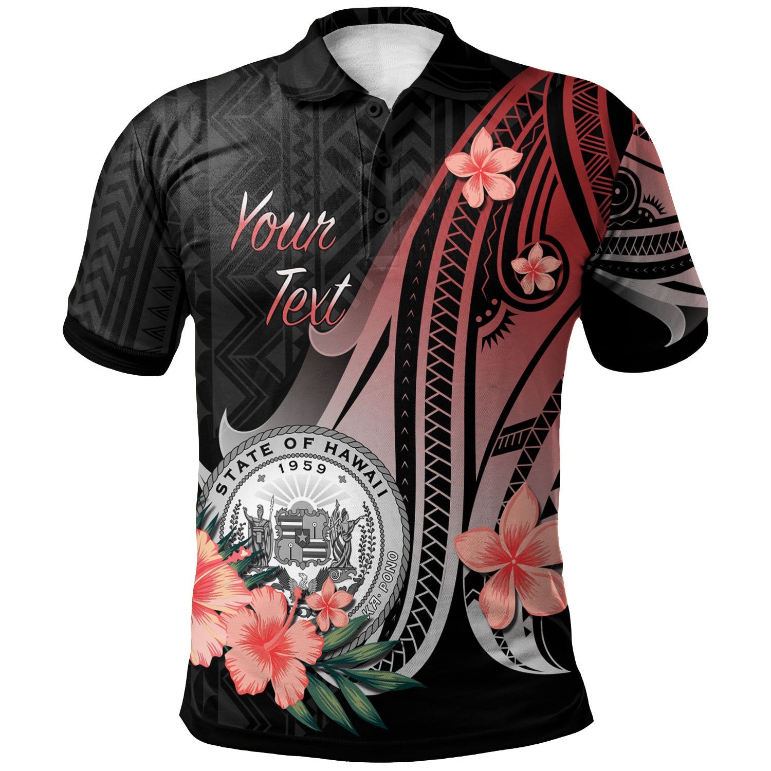 Hawaii Polo Shirt Red Polynesian Hibiscus Pattern Style Unisex Red - Polynesian Pride