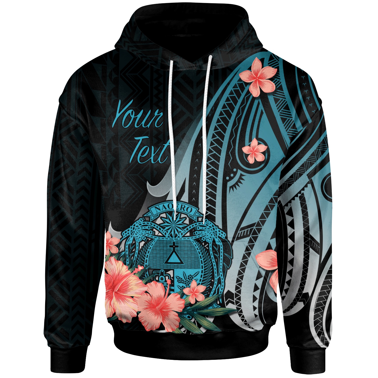 Nauru Custom Hoodie Turquoise Polynesian Hibiscus Pattern Style Unisex Turquoise - Polynesian Pride