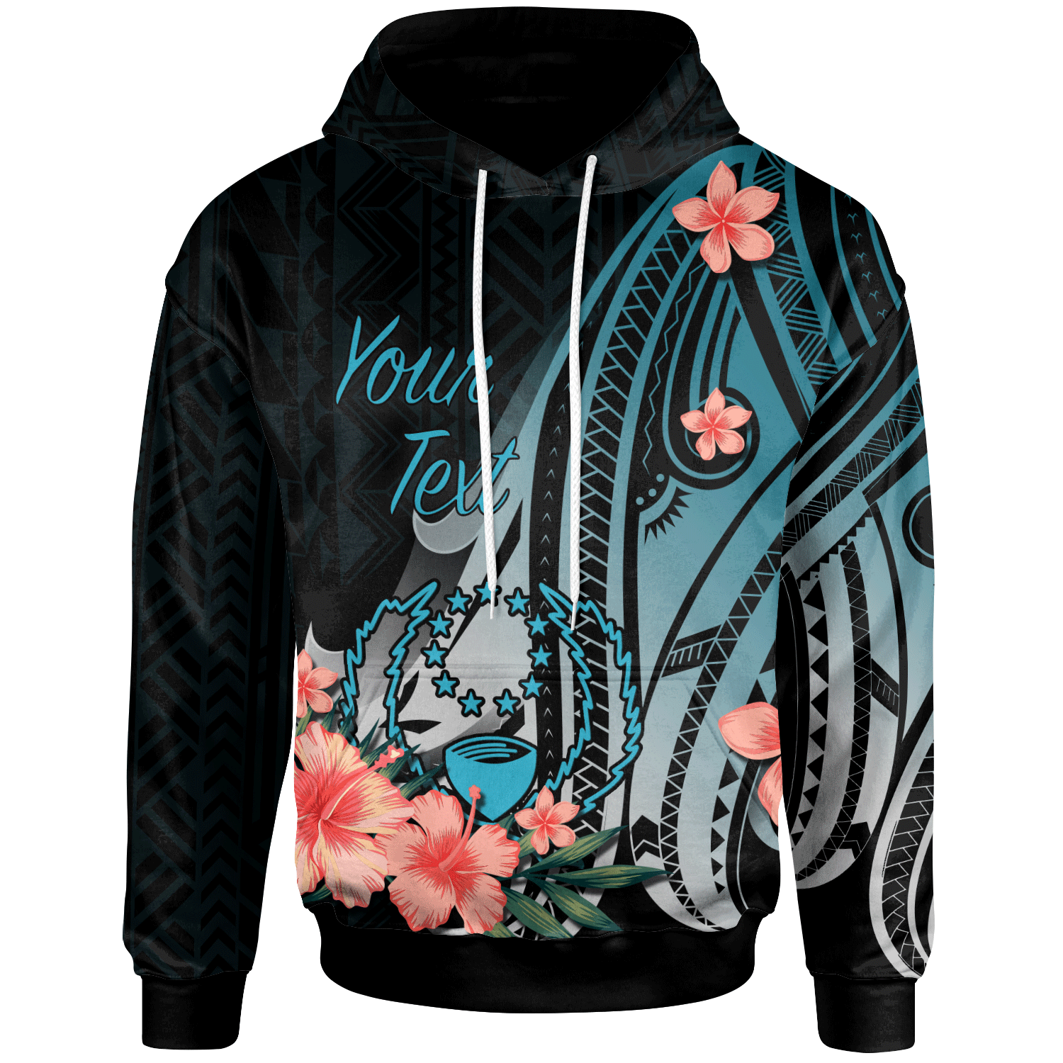 Pohnpei Custom Hoodie Turquoise Polynesian Hibiscus Pattern Style Unisex Turquoise - Polynesian Pride