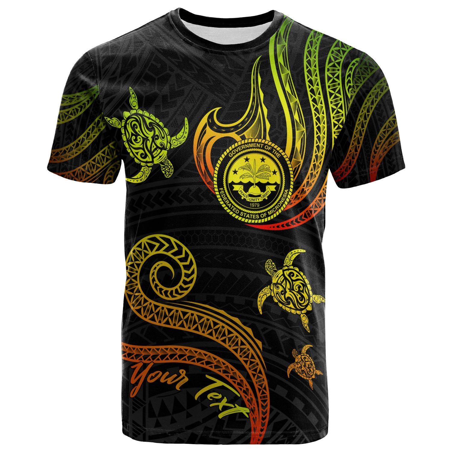 Federated States of Micronesia Custom T Shirt Polynesian Turtle With Pattern Reggae Unisex Art - Polynesian Pride