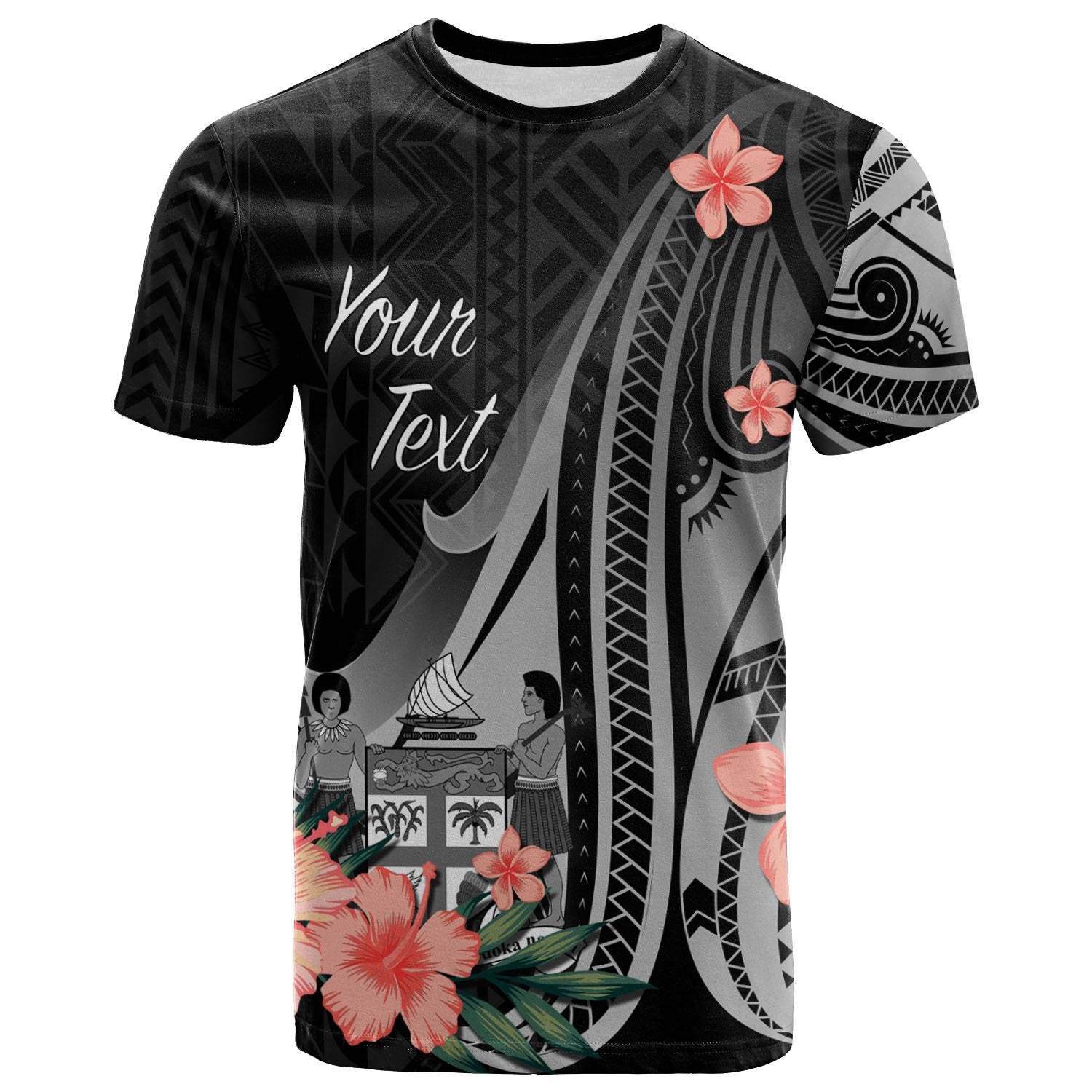 Fiji Custom T Shirt Polynesian Hibiscus Pattern Style Unisex Black - Polynesian Pride