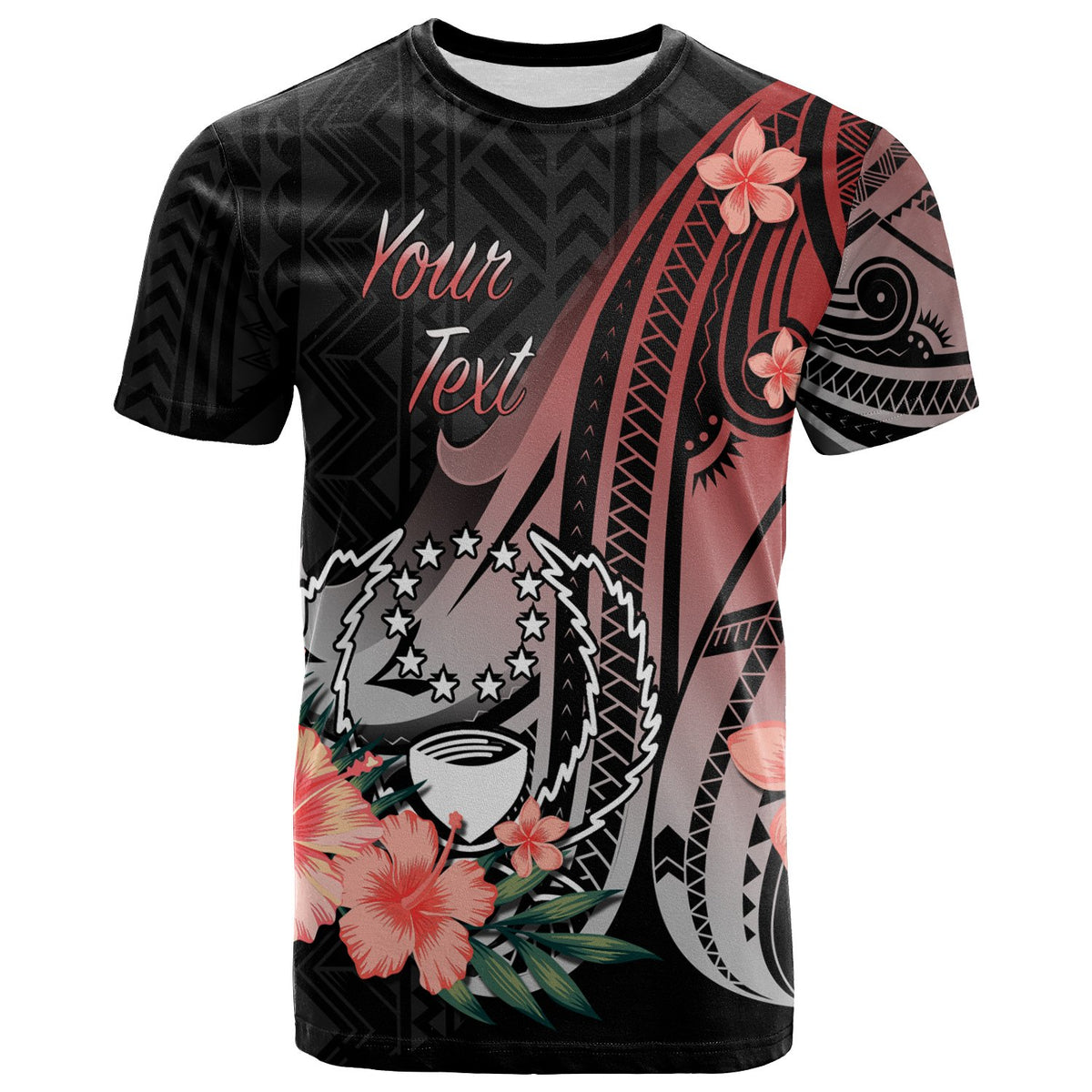 Pohnpei Custom T Shirt Red Polynesian Hibiscus Pattern Style Unisex Red - Polynesian Pride