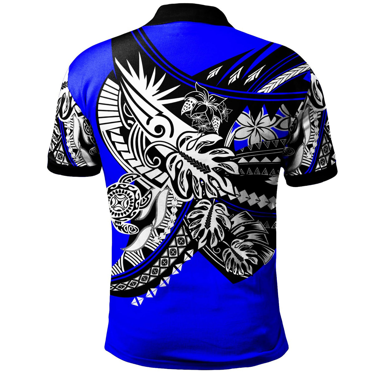 Samoa Polo Shirt Tribal Jungle Blue Pattern - Polynesian Pride