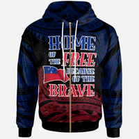 Samoa Zip Hoodie Polynesian Patterns Home Style Unisex Blue - Polynesian Pride