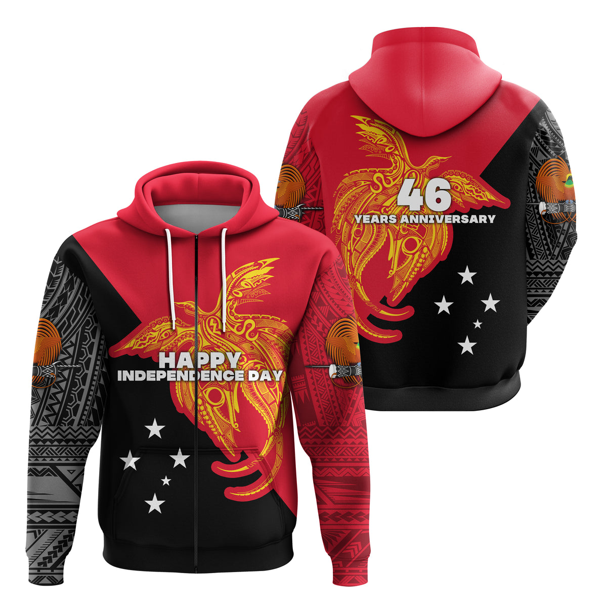 Papua New Guinea Zip Hoodie Independence Day Flag Style LT16 - Polynesian Pride