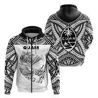 Guam Rugby Zip Hoodie Polynesian Patterns White LT16 - Polynesian Pride