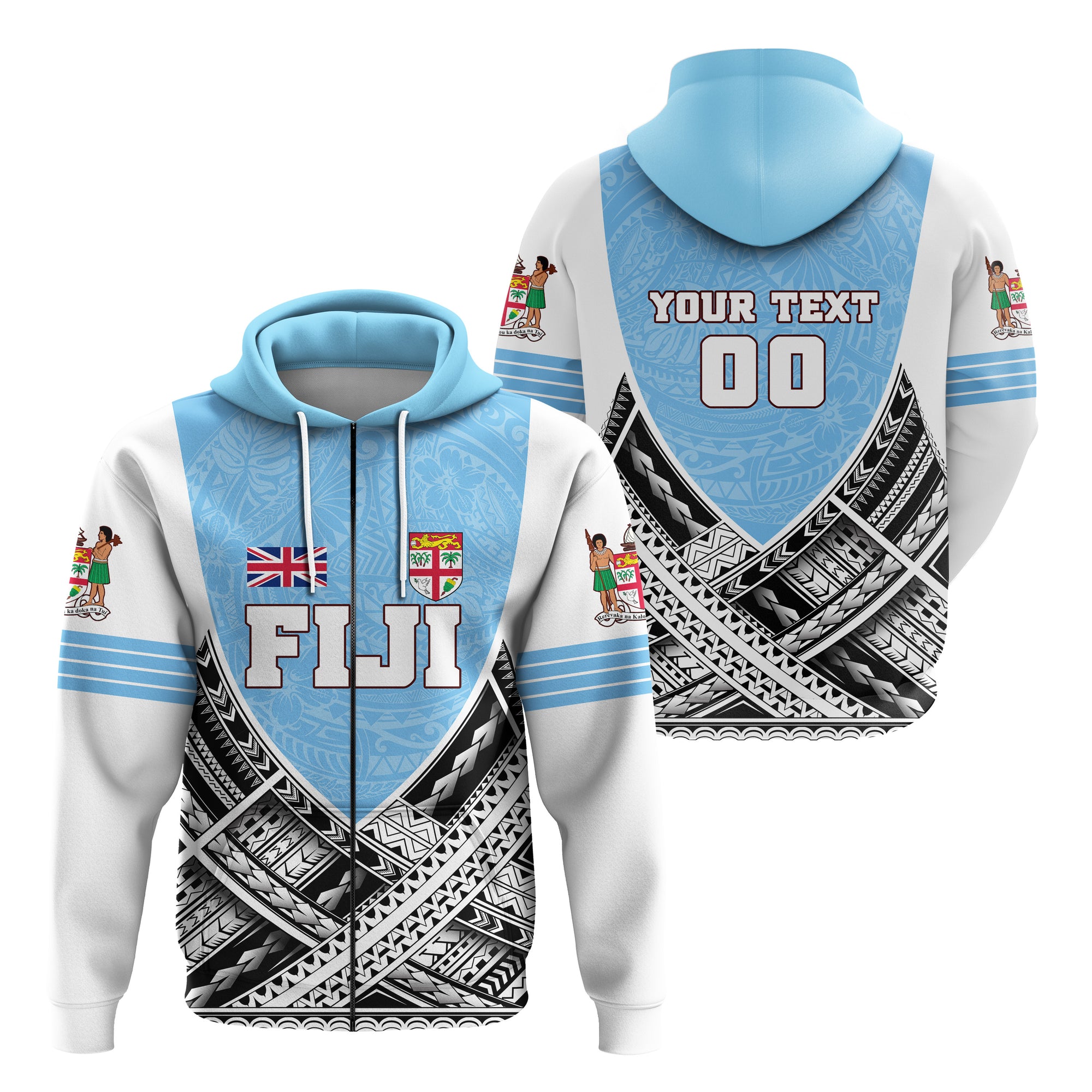 Custom Fiji Zip Hoodie Polynesian Sport Style LT16 Unisex White - Polynesian Pride