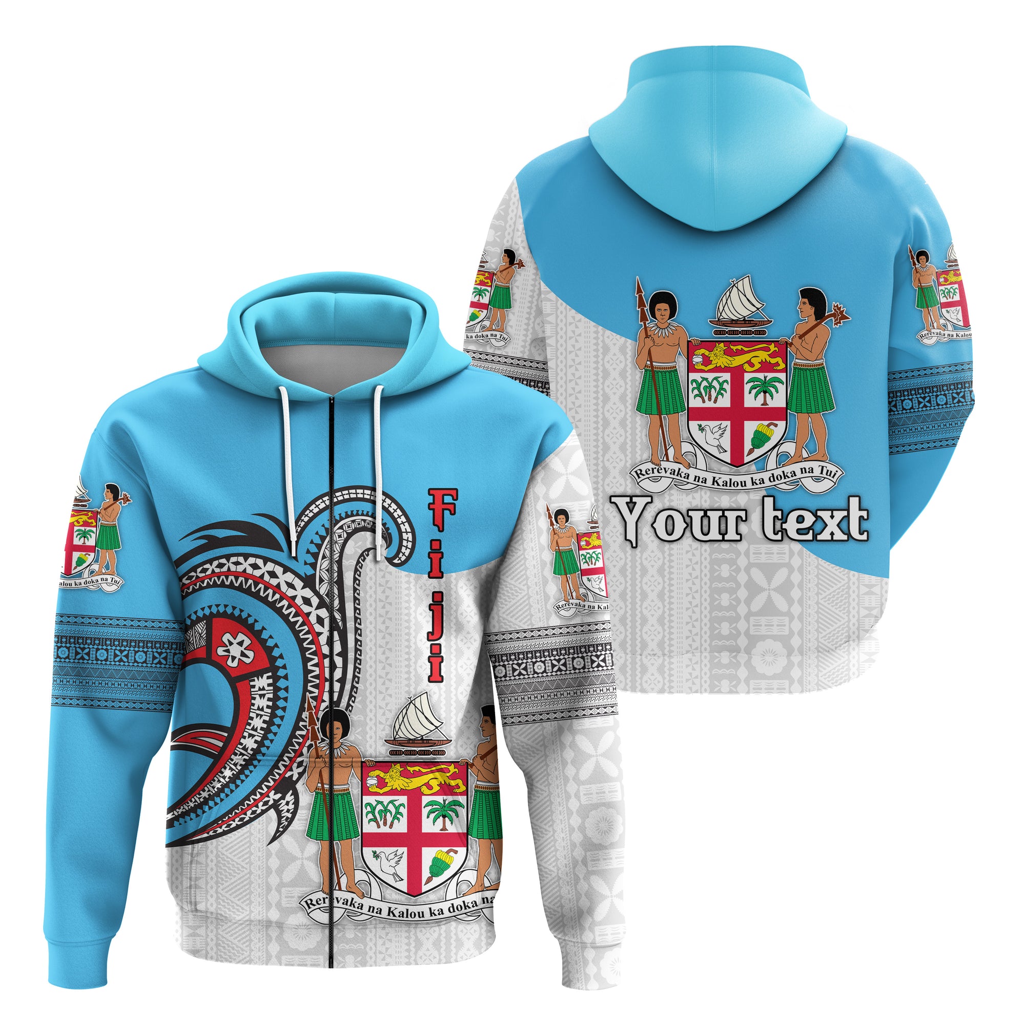 Custom Fiji Zip Hoodie Polynesian Special Style LT16 Unisex White - Polynesian Pride