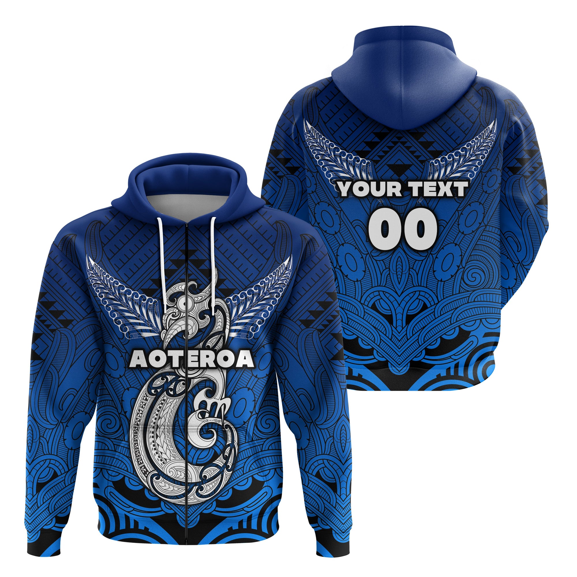 Custom Maori Aotearoa Manania Zip Hoodie Simple Sport Style LT16 Unisex Blue - Polynesian Pride