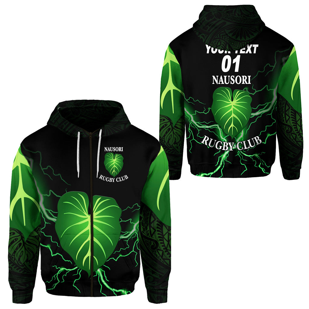 Custom Fiji Nausori Rugby Zip Hoodie Simple Style, Custom Text and Number LT8 Unisex Black - Polynesian Pride