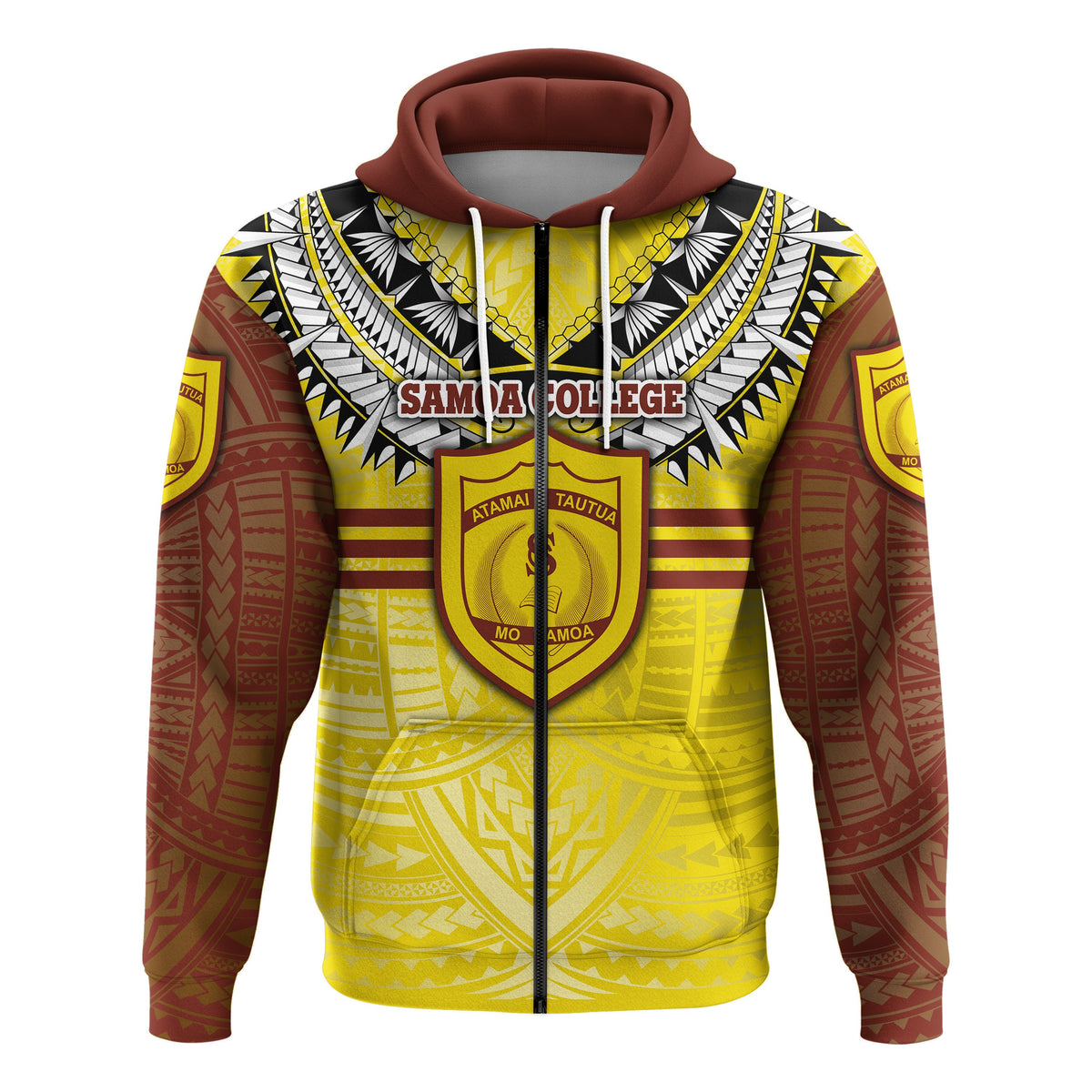 Custom Samoa College Zip Hoodie Polynesian Style - Polynesian Pride