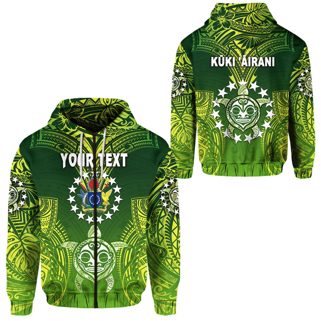 Custom Cook Islands Zip Hoodie Happy Independence Anniversary LT8 Unisex Green - Polynesian Pride