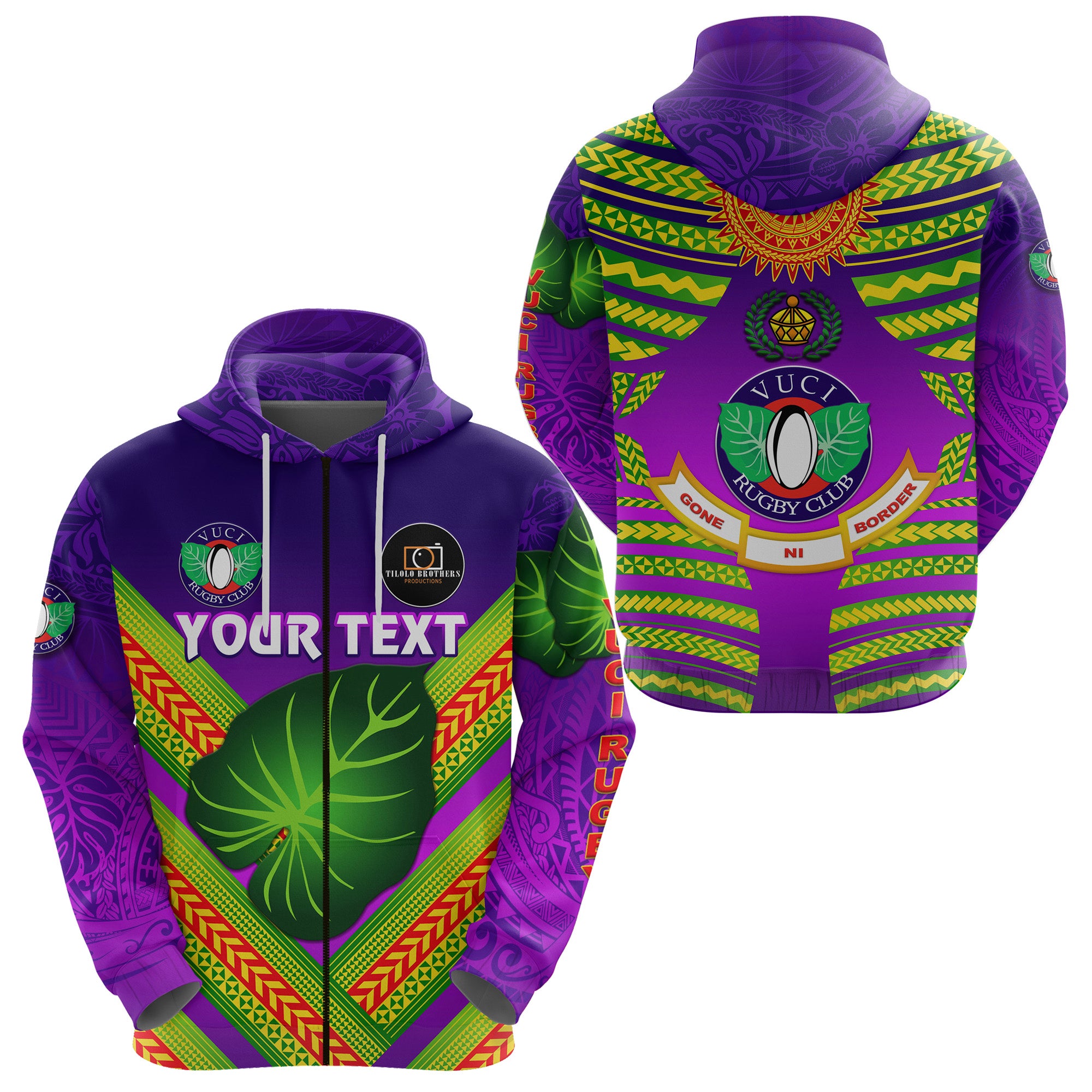 Custom Fiji Vuci Rugby Club Zip Hoodie Creative Style Purple LT8 Unisex Purple - Polynesian Pride