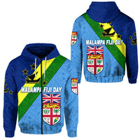 Vanuatu Malampa and Fiji Day Zip Hoodie Simple Style LT8 Unisex Blue - Polynesian Pride
