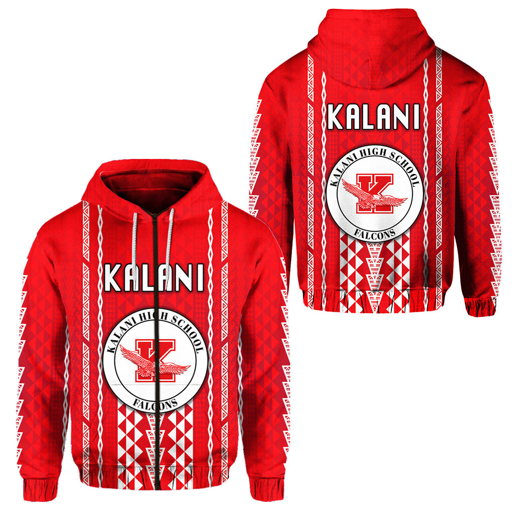 Hawaii Kalani High School Zip Hoodie Falcons Simple Style LT8 Unisex Red - Polynesian Pride