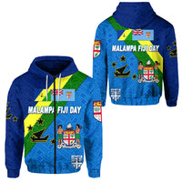 Vanuatu Malampa and Fiji Day Zip Hoodie October 10 LT8 Unisex Blue - Polynesian Pride