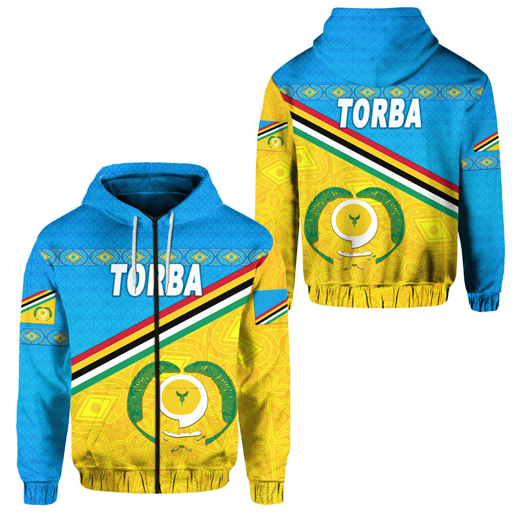 Torba Province Zip Hoodie Vanuatu Pattern Unique Style LT8 Unisex Blue - Polynesian Pride