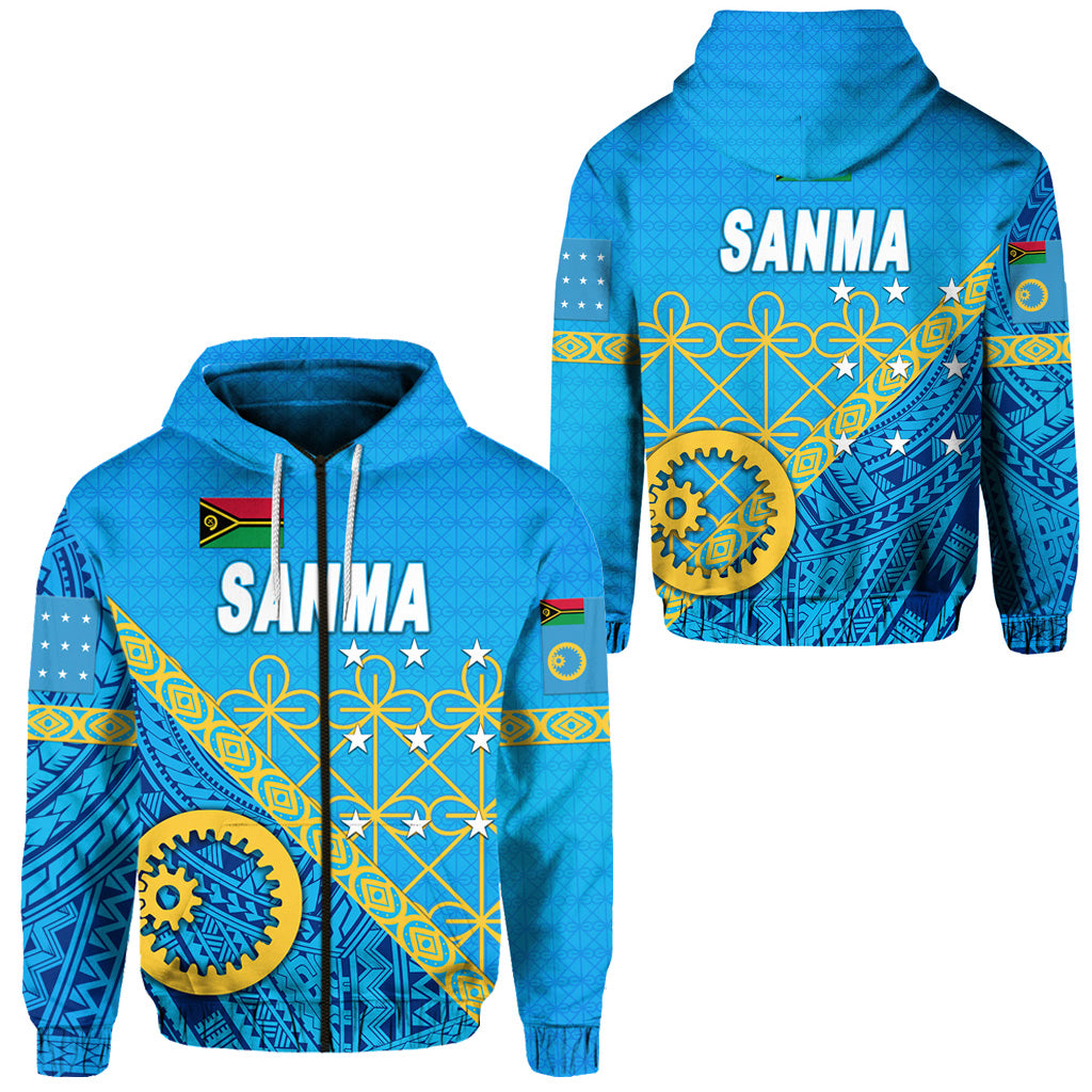 Sanma Province Zip Hoodie Vanuatu Pattern Unique Style LT8 Unisex Blue - Polynesian Pride