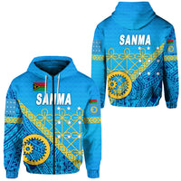 Sanma Province Zip Hoodie Vanuatu Pattern Unique Style LT8 Unisex Blue - Polynesian Pride
