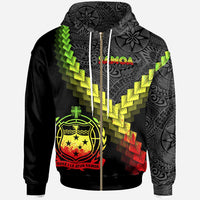 Samoa Zip up Hoodie Samoa Coat of Arms With Polynesian Tattoo Reggae Unisex Reggae - Polynesian Pride