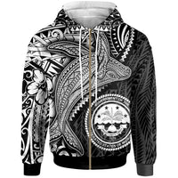 Federated States of Micronesia Zip up Hoodie Humpback Whale & Coat of Arms White Unisex White - Polynesian Pride