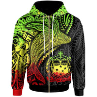 Samoa Zip up Hoodie Humpback Whale & Coat of Arms Reggae Unisex Reggae - Polynesian Pride