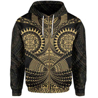 Polynesian Tattoo All Over Print Zip Hoodie Gold Unisex Black - Polynesian Pride