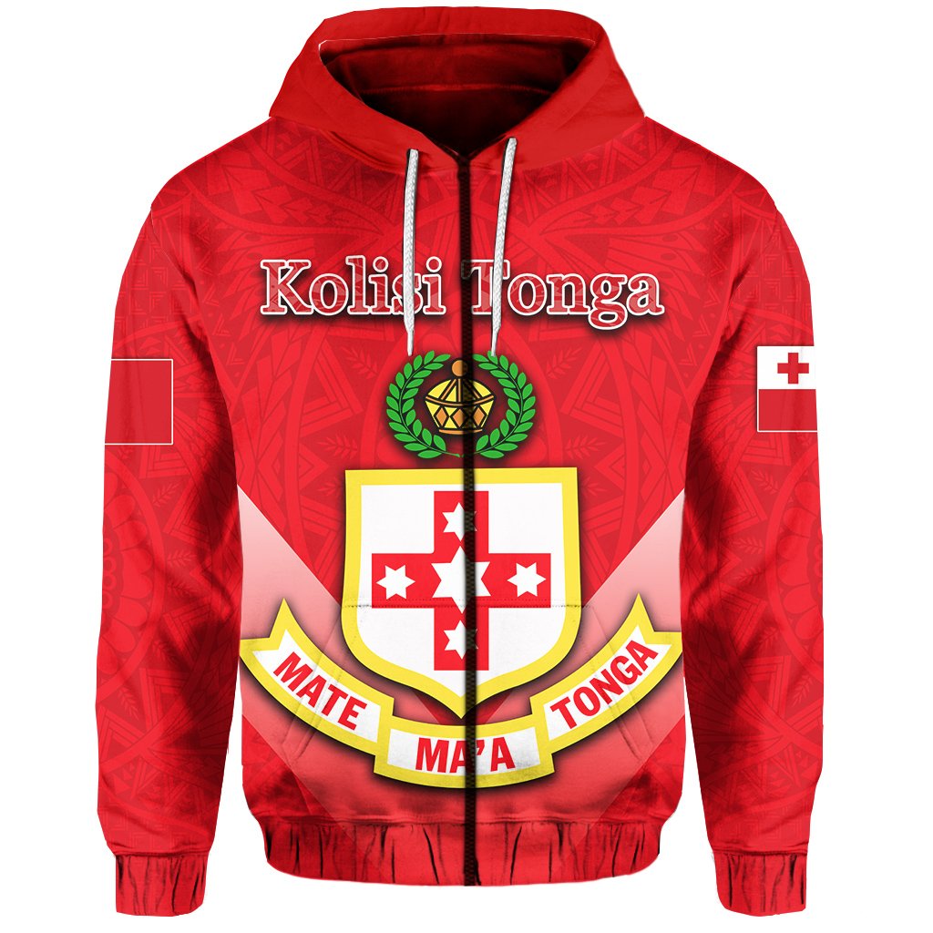 Kolisi Tonga Zip Hoodie Polynesian Style Unisex Red - Polynesian Pride