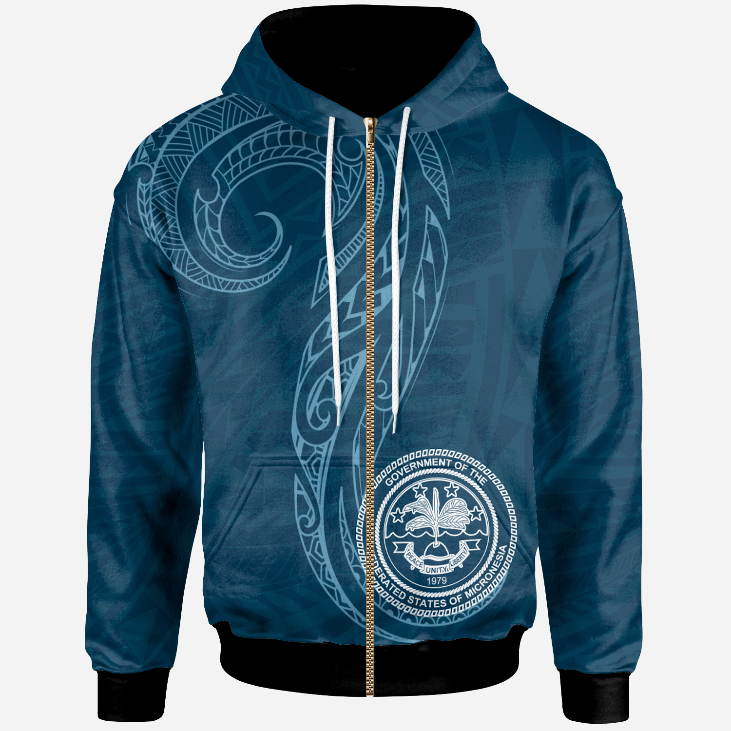 Federated States of Micronesia Zip Hoodie Polynesian Style Unisex Blue - Polynesian Pride