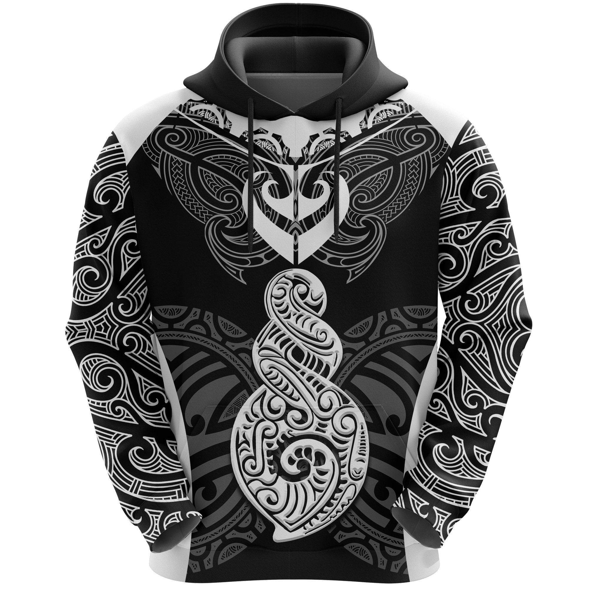 Maori Hoodie Twist Tattoo Unisex Black - Polynesian Pride