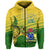 Custom Cook Islands Rugby Turtle Polynesian Zip Hoodie Unisex Green - Polynesian Pride