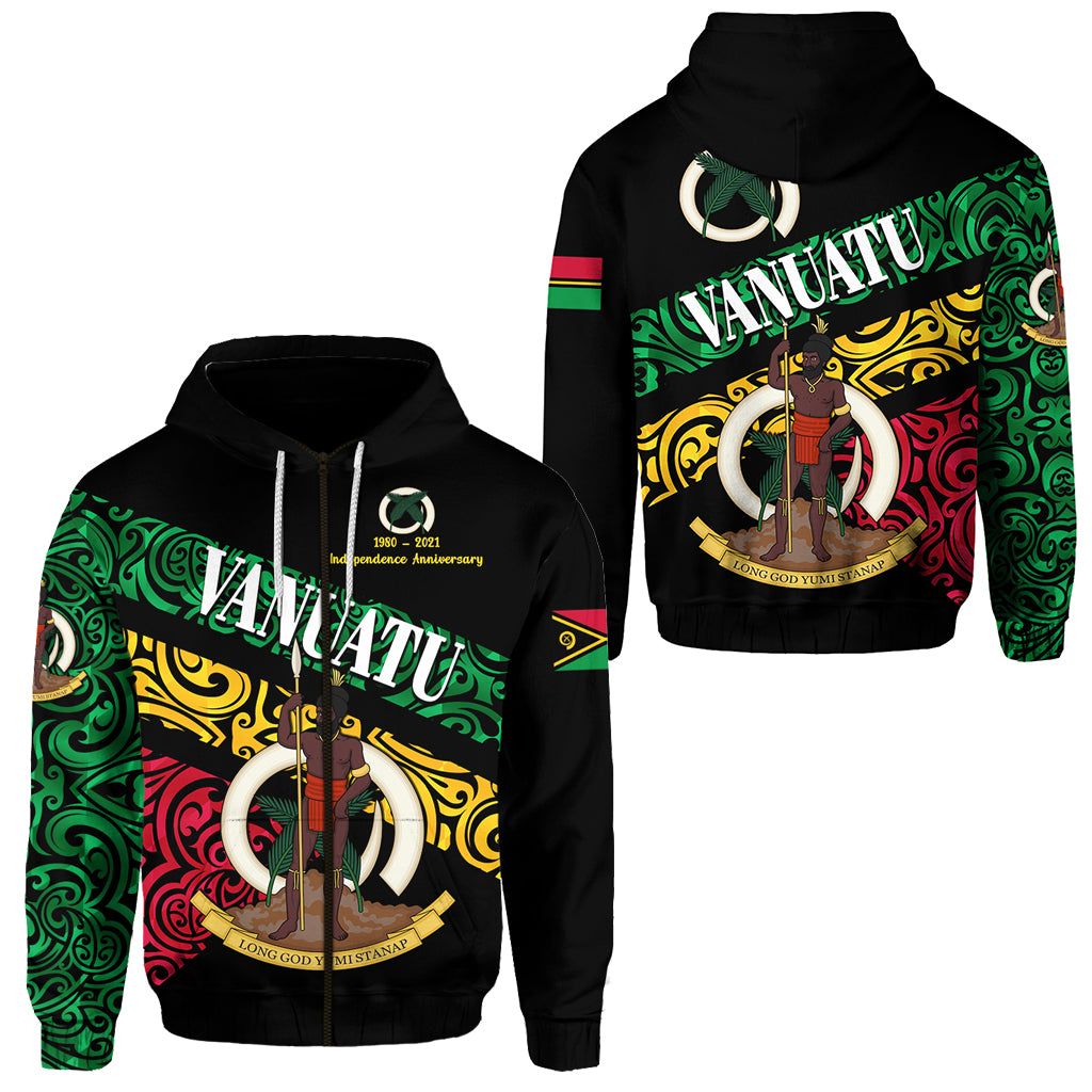 Vanuatu Special Independence Anniversary Zip Hoodie Sporty Style LT8 Unisex Black - Polynesian Pride