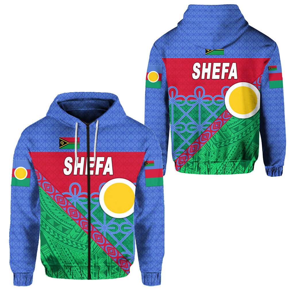 Shefa Province Zip Hoodie Vanuatu Pattern Unique Style LT8 Unisex Blue - Polynesian Pride