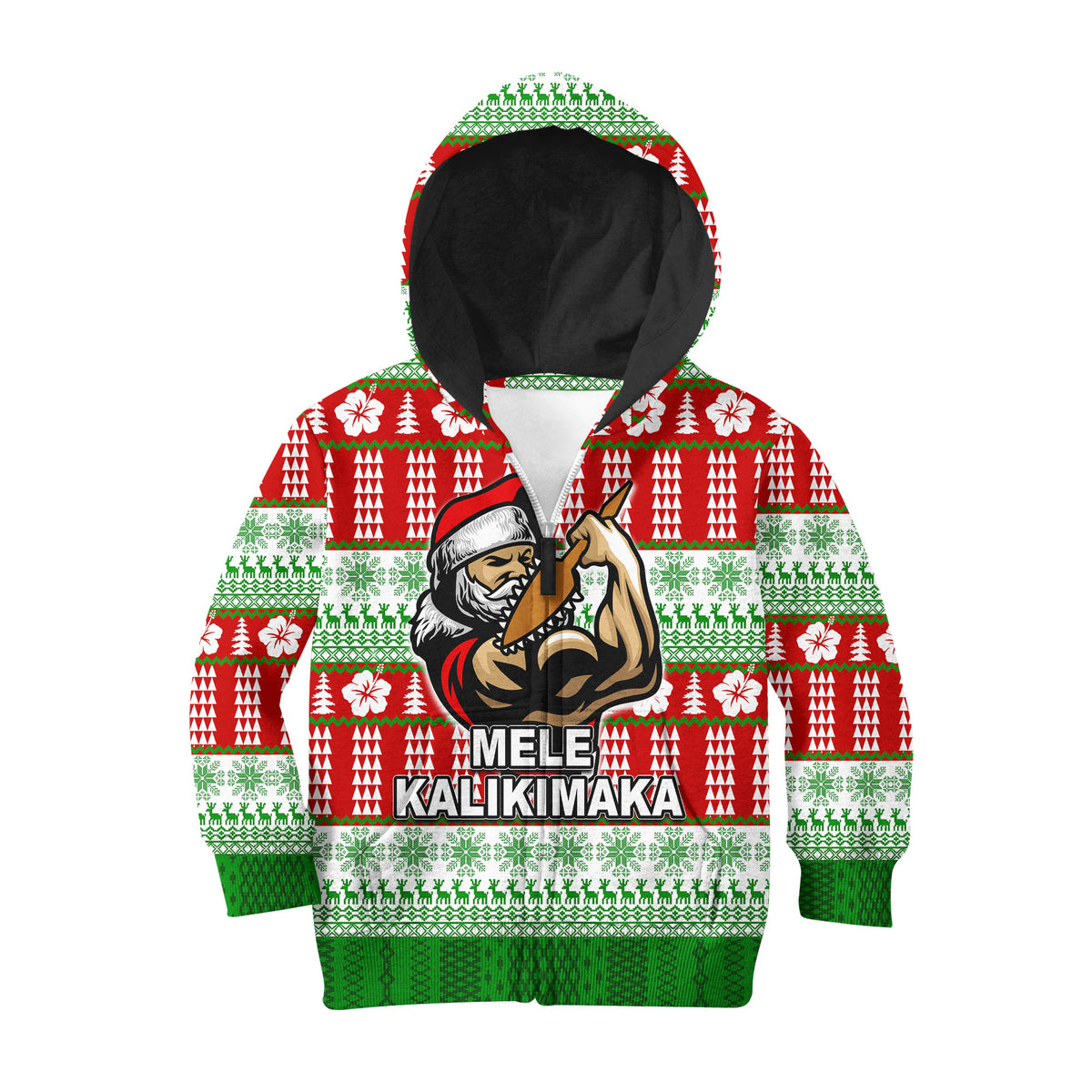 Hawaiian Santa Claus Warrior Hoodie KID Christmas LT6 - Polynesian Pride
